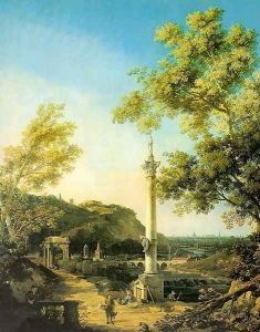 Capriccio- River Landscape with a Column, a Ruined Roman Arch and Reminiscences of England 1754