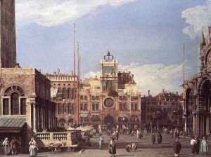 Piazza San Marco The Clocktower 1729 by (Giovanni Antonio Canal) Canaletto
