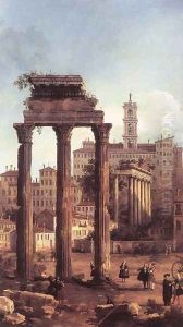 Rome Ruins Of The Forum Looking Towards The Capitol by (Giovanni Antonio Canal) Canaletto