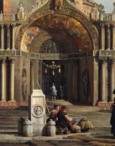 Detail of Capriccio of a Church by (Giovanni Antonio Canal) Canaletto