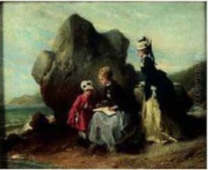 La Lecon De Dessin Sur La Plage by Francois Claudius Compte-Calix