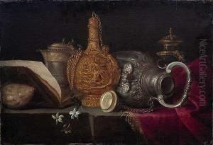 Still Life Withprecious Vessels by Meiffren (Ephren) Conte (Leconte)