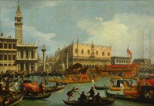 The Bucintore Returning To The Molo On Ascension Day by (Giovanni Antonio Canal) Canaletto