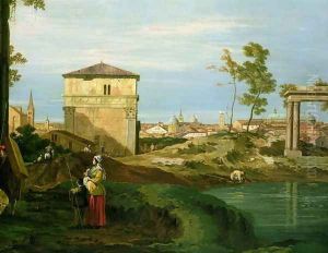 Detail of 'Capriccio with Motifs from Padua' c.1756 by (Giovanni Antonio Canal) Canaletto