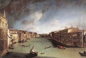 Grand Canal Looking Northeast From Palazo Balbi Toward The Rialto Bridge by (Giovanni Antonio Canal) Canaletto
