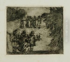 Figure In Un Paesaggio by Luigi Conconi