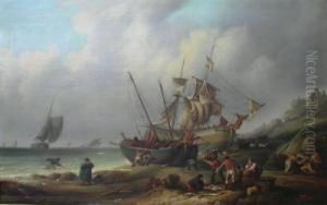 The Old Fish Market At Brighton With Martha Gunn The Celebrated Bathing Woman by Condy, Nicholas Matthews