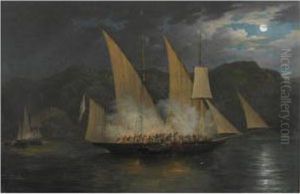 The Capture Of A Greek Pirate Vessel By Boats Of The British Navy by Condy, Nicholas Matthews