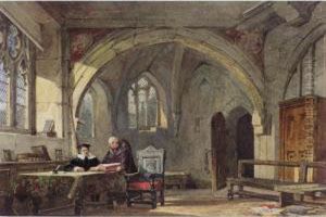 Clergymen Reading In An Interior
