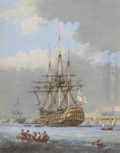 H.m.s Vincent Entering Plymouth Harbour