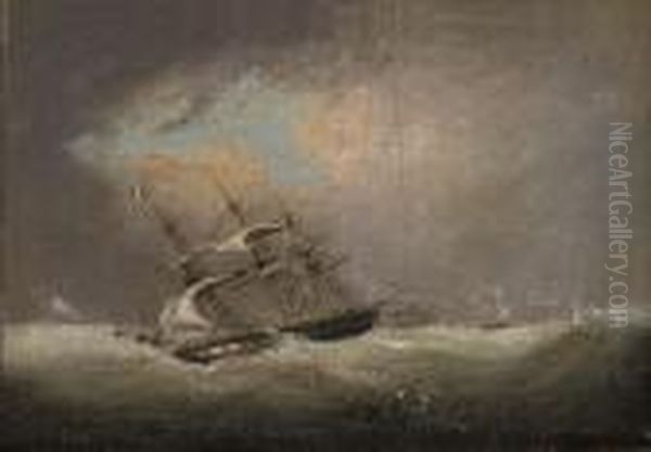 A French Frigate Reefed Down In A Gale - view 1