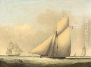 A Racing Cutter Of The Royal
Yacht Squadron Approaching The Turning Mark, With A Naval Brig Off Her
Starboard Bow by Condy, Nicholas Matthews