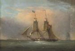 A Packet In The Channel (illustrated); And A Royal Naval Two-deckerrunning Inshore