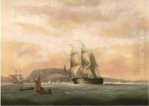 A 74-gun Heeling In The Breeze In Plymouth Sound