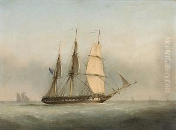 A 38-gun Frigate Backing Her Sails As She Prepares To Heave-to In The Channel - view 1