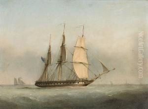 A 38-gun Frigate Backing Her Sails As She Prepares To Heave-to In The Channel by Condy, Nicholas Matthews