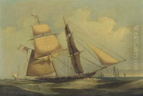 A Naval Brig Heaving-to In The Channel - view 1