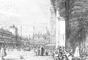 Piazza San Marco Looking East From The South West Corner Ii by (Giovanni Antonio Canal) Canaletto