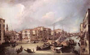 Grand Canal Looking North East Toward The Rialto Bridge by (Giovanni Antonio Canal) Canaletto