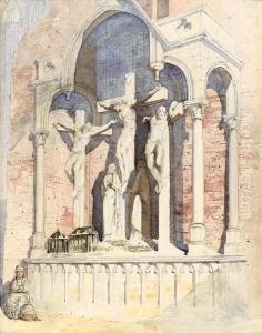 Study Of A Shrine On A Church Exterior