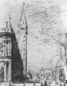 The Piazzetta Looking Towards The Torre Dell Orologio by (Giovanni Antonio Canal) Canaletto