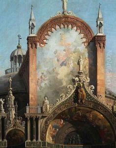 Detail of Capriccio of a Church (2) by (Giovanni Antonio Canal) Canaletto