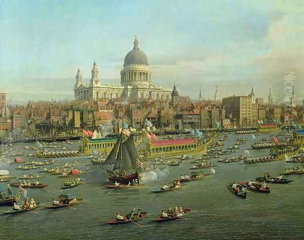 The River Thames with St. Paul's Cathedral on Lord Mayor's Day, detail of St. Paul's Cathedral, c.1747-48 - view 1