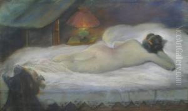 "nude Lying", Signed At Bottom Right In Pencil, Pastel, 36x59cm - view 1