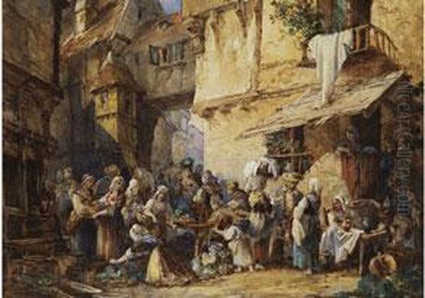 Markttag In Einem Stadtchen Der Normandie - view 1