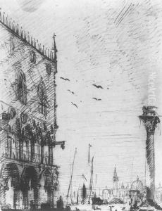 The Piazzetta To The South by (Giovanni Antonio Canal) Canaletto