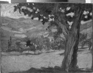 paesaggio Con Grande Albero paesaggio Con Grande Albero