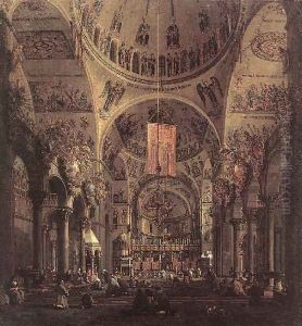 San Marco The Interior by (Giovanni Antonio Canal) Canaletto