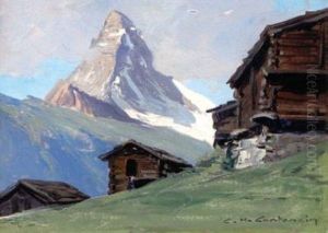 Chalets A Winkelmatten Et Le Cervin by Charles Henry Contencin