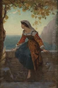 Donna Seduta Sul Davazale