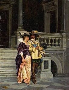 Elegantes Paar In Einem Treppenhaus