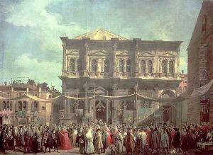 The Doge Visiting the Church and Scuola di San Rocco, c.1735 by (Giovanni Antonio Canal) Canaletto