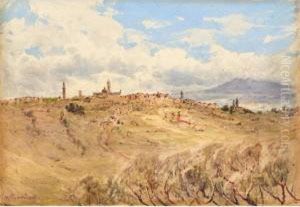 A Set Of Nine Watercolours
Including 'a View Of Siena, Italy', 'prestatyn, North Wales' And 'epping
Forest' by Herbert Moxon Cook