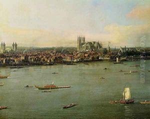View of the Thames and Westminster Bridge, detail of Westminster Abbey, 1746-47 (detail) by (Giovanni Antonio Canal) Canaletto