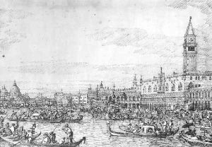 Venice The Canale Di San Marco With The Bucintoro At Anchor by (Giovanni Antonio Canal) Canaletto