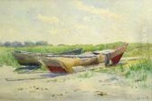 Boats On A Beach; Together With A Watercolor Of A Ship By Joseph T. Higgins (2) Boats On A Beach; Together With A Watercolor Of A Ship By Joseph T. Higgins (2)