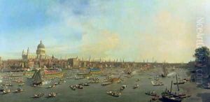 The River Thames with St. Paul's Cathedral on Lord Mayor's Day, c.1747-48 by (Giovanni Antonio Canal) Canaletto