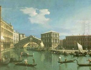 The Rialto Bridge, Venice (2) by (Giovanni Antonio Canal) Canaletto