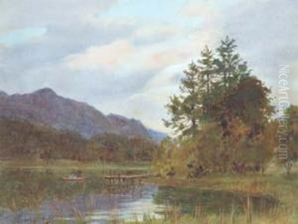 Lake Scene With Rowing Boat - view 1
