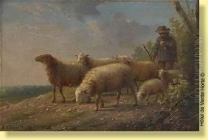 Berger Et Son Troupeau by Auguste Coomans