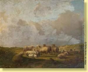 Troupeau De Moutons Dans Un Paysage by Auguste Coomans