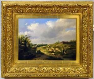 Sheep In A Meadow by Auguste Coomans
