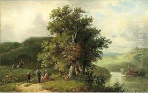 A Summer Landscape With Figures Resting, A Winter Landscape A Pair