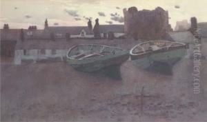 Boats On The Foreshore At Dusk Boats On The Foreshore At Dusk