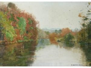 An Autumnal Lake Scene by Alfred Heaton Cooper