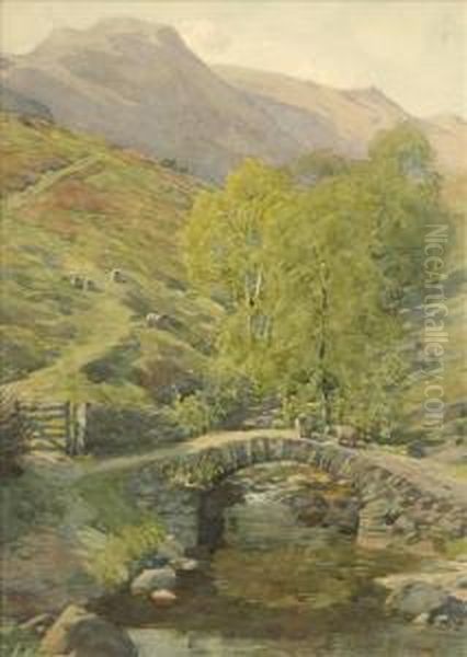 A Lakelandbridge, A Summer Upland Scene With Sheep - view 1